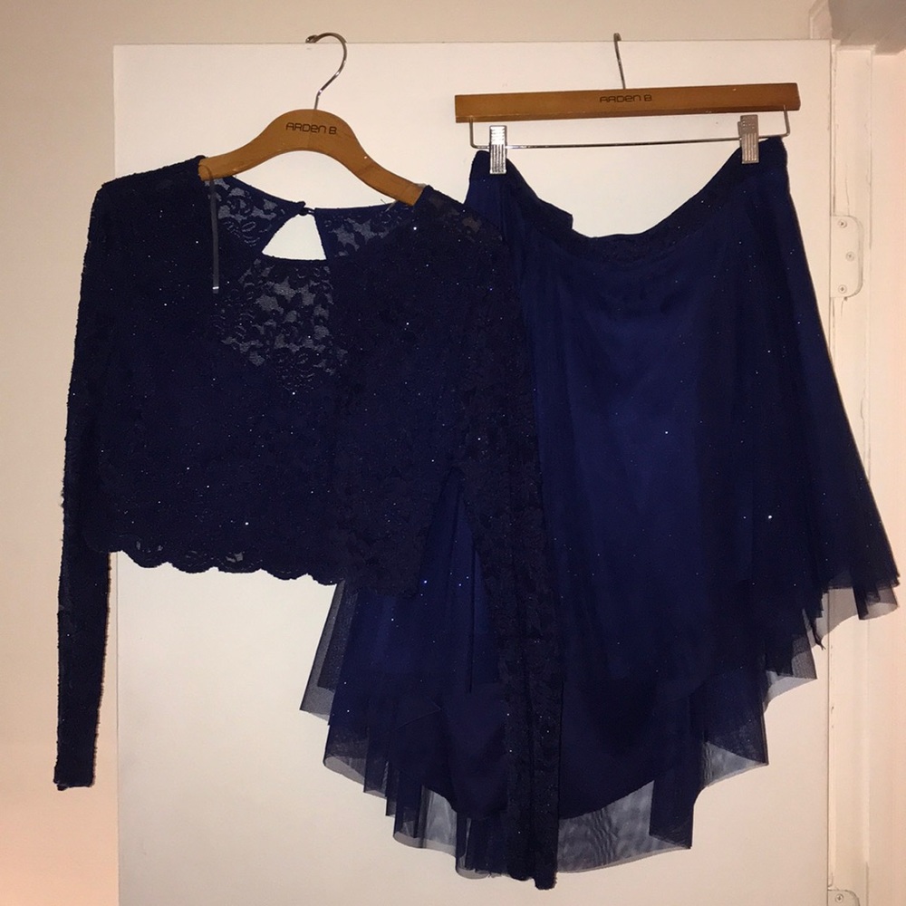 Blue Two Piece Evening Dress